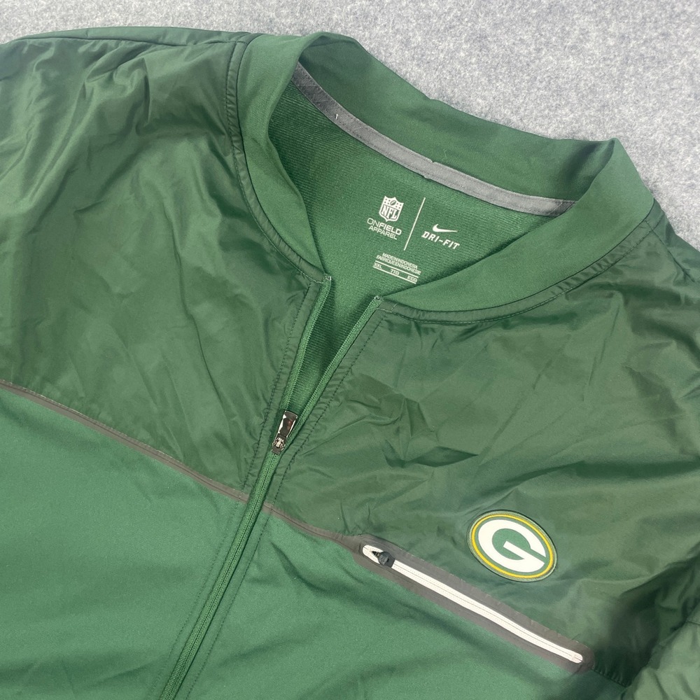 Nike NFL Onfield Apparel Mens Jacket XXL Green Long Sleeve Regular Fit